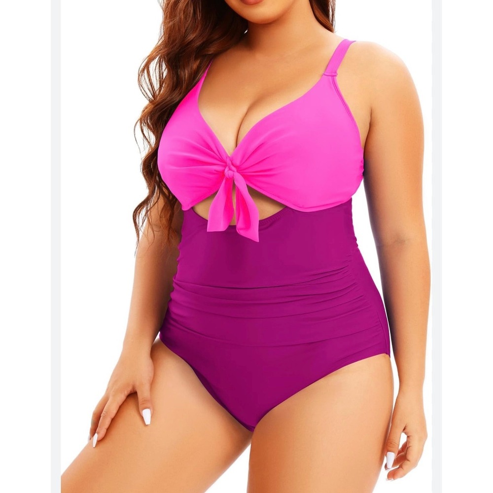 Aqua Eve Women Cut Out One Piece Swimsuit - Tummy Control Bathing Suit Push Up